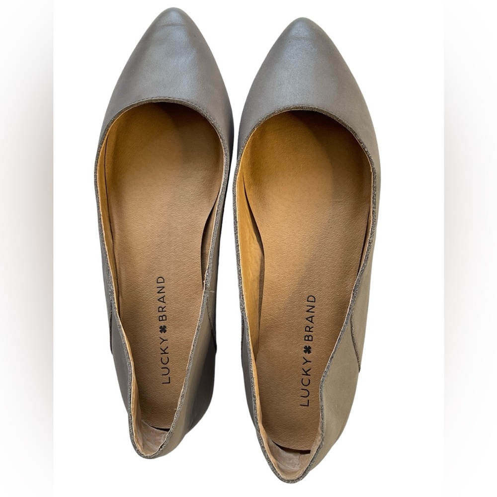 Lucky Brand Women's LK-Bylando Leather Ballet Flat Size 7.5M Pewter Point Toe